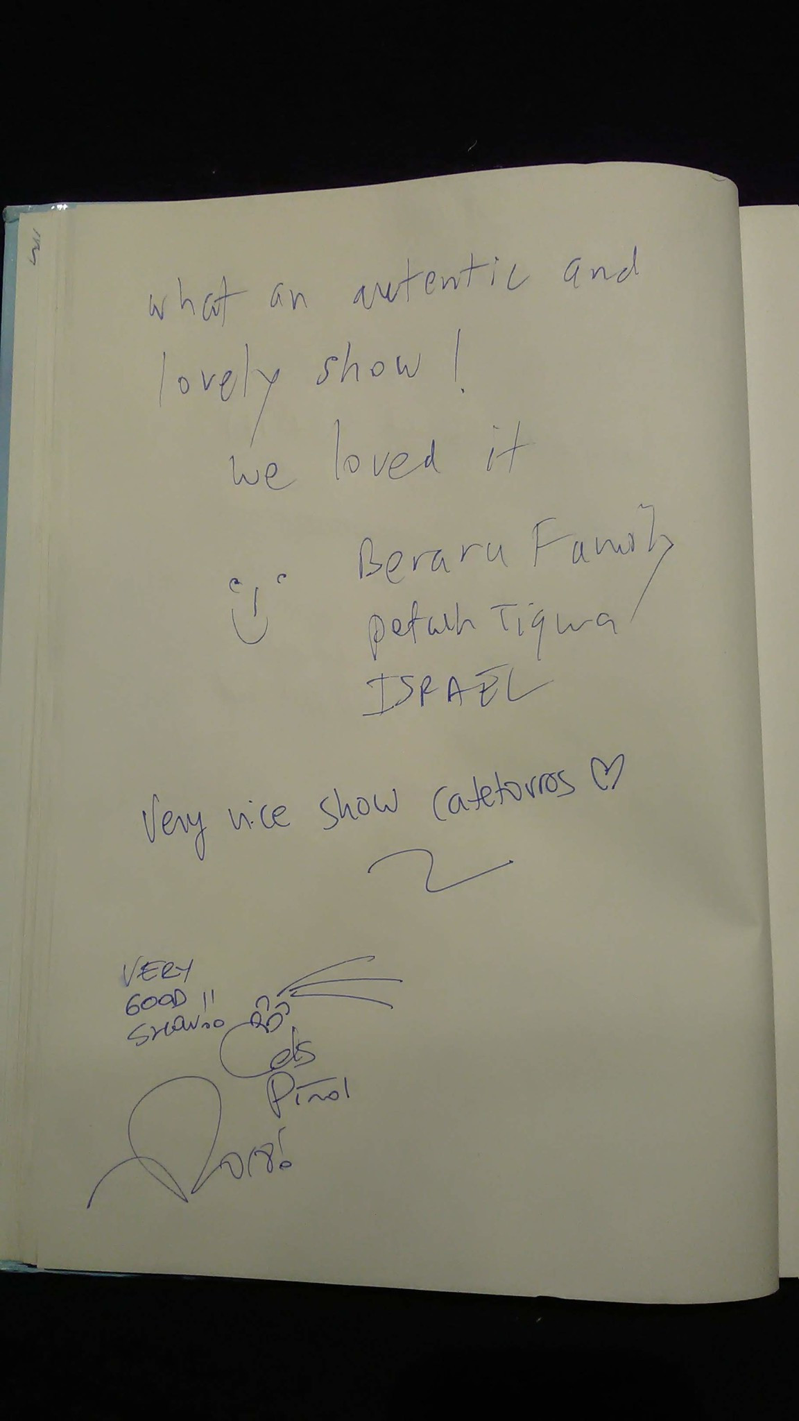 Black light theatre guestbook